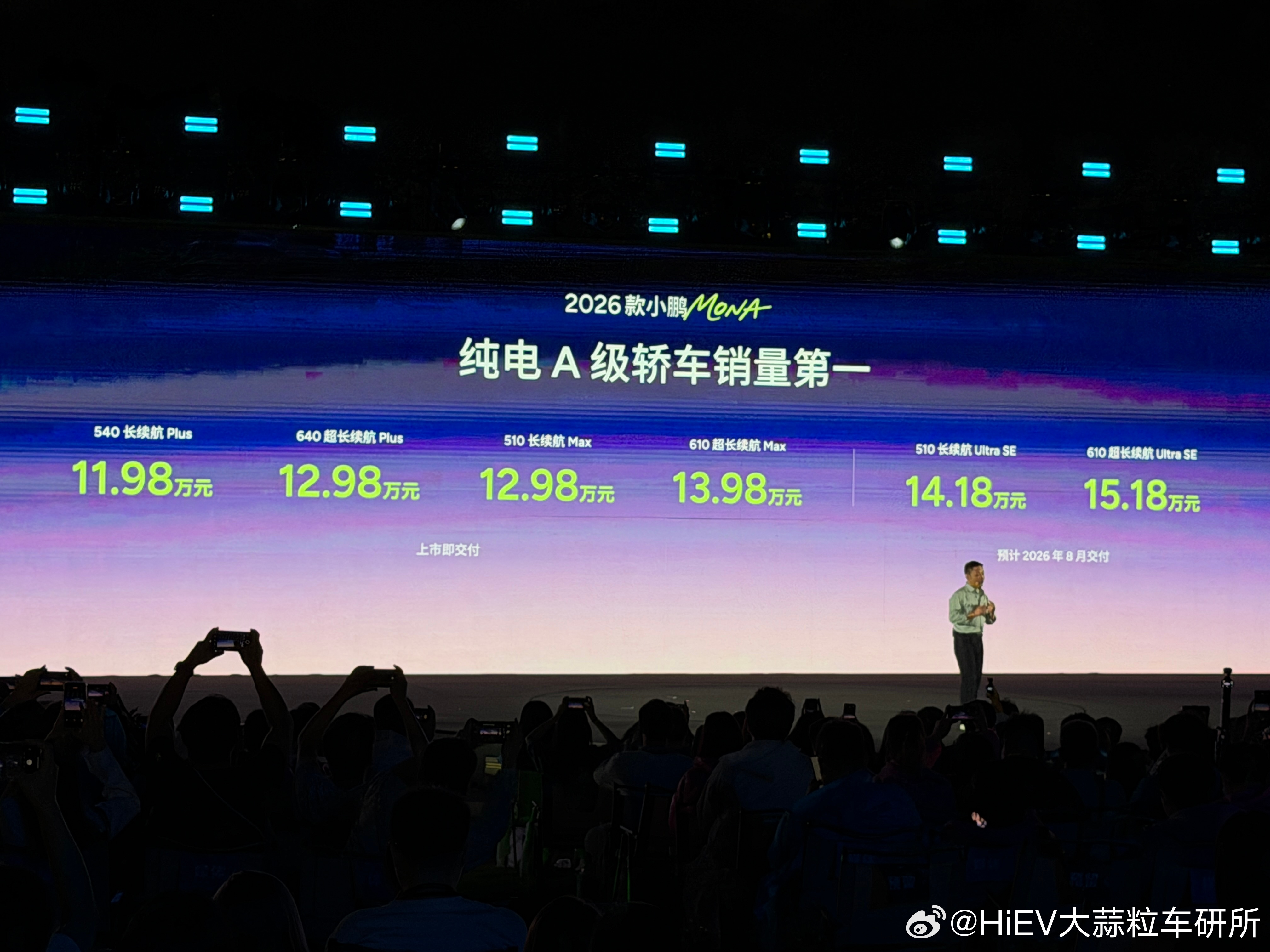 2026款小鹏MONA M03共推出6款版型。官方指导价分别为：510长续航Ma