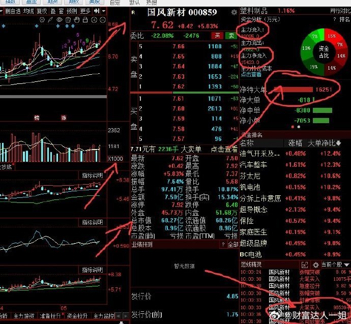 【今天涨停是必然，不涨停就是主力犯傻】好戏才开始国风新材，看这主力大单净流入1.