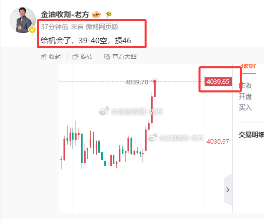 收官之战再下一城！微博39空单已斩获130点利润，下方还要先看26附近的突破情况
