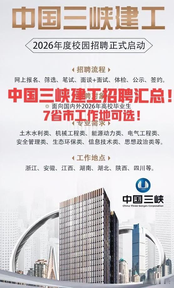 央企招聘！中国三峡建工26年招聘汇总合集！稀缺好岗，速速报名！[来看我][来看我