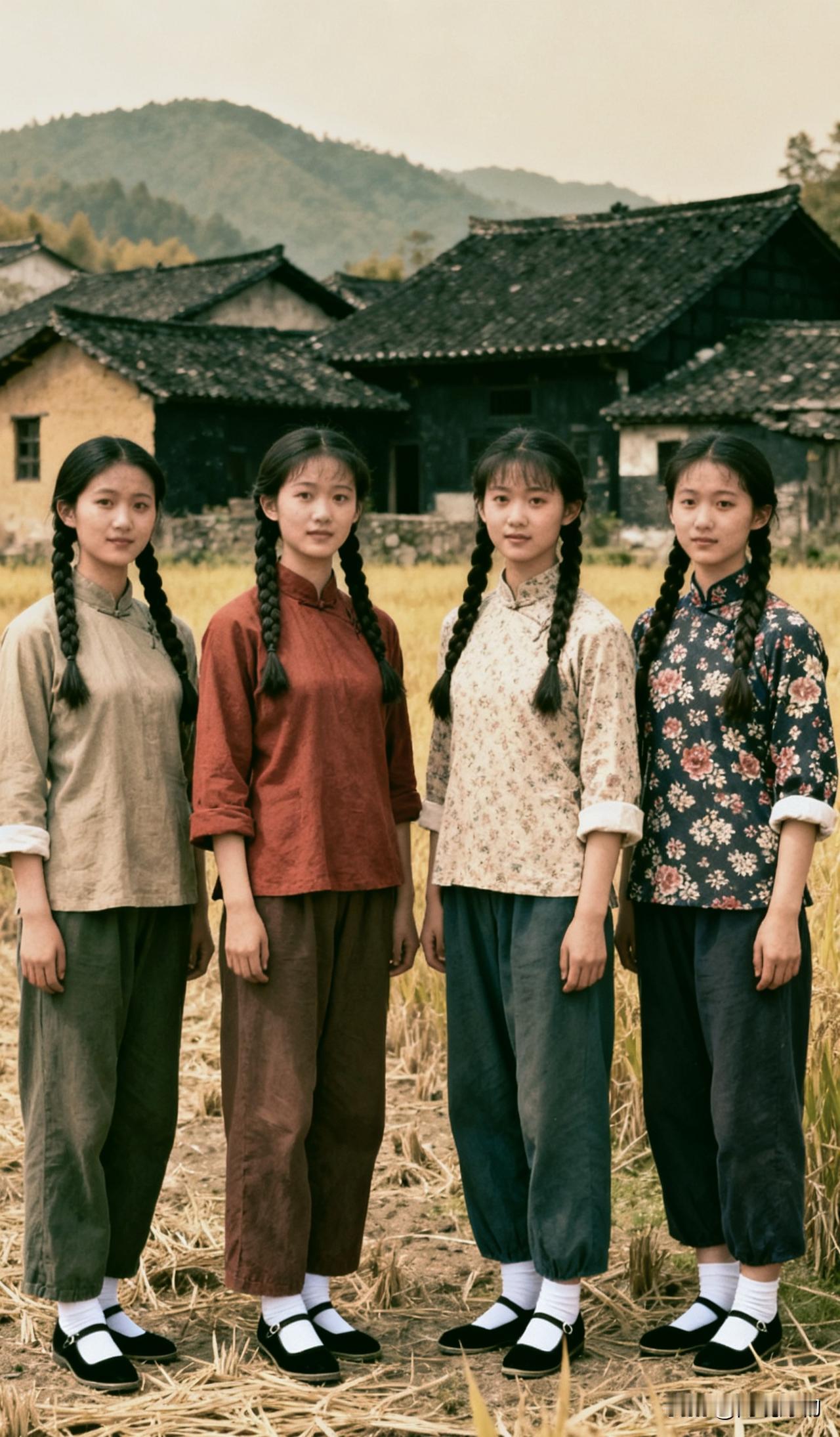 四胞胎姐妹扎根山村，这一幕看哭无数人
 
在金黄的稻田边，在黛瓦白墙的老房前，四