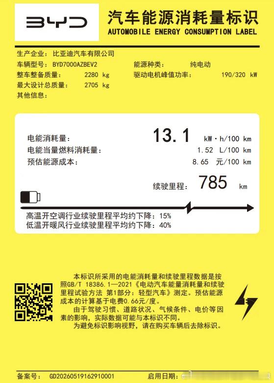 海豹08全套能耗申报信息，同级无对手的均衡参数来了！横向对标热门纯电轿跑：SU7