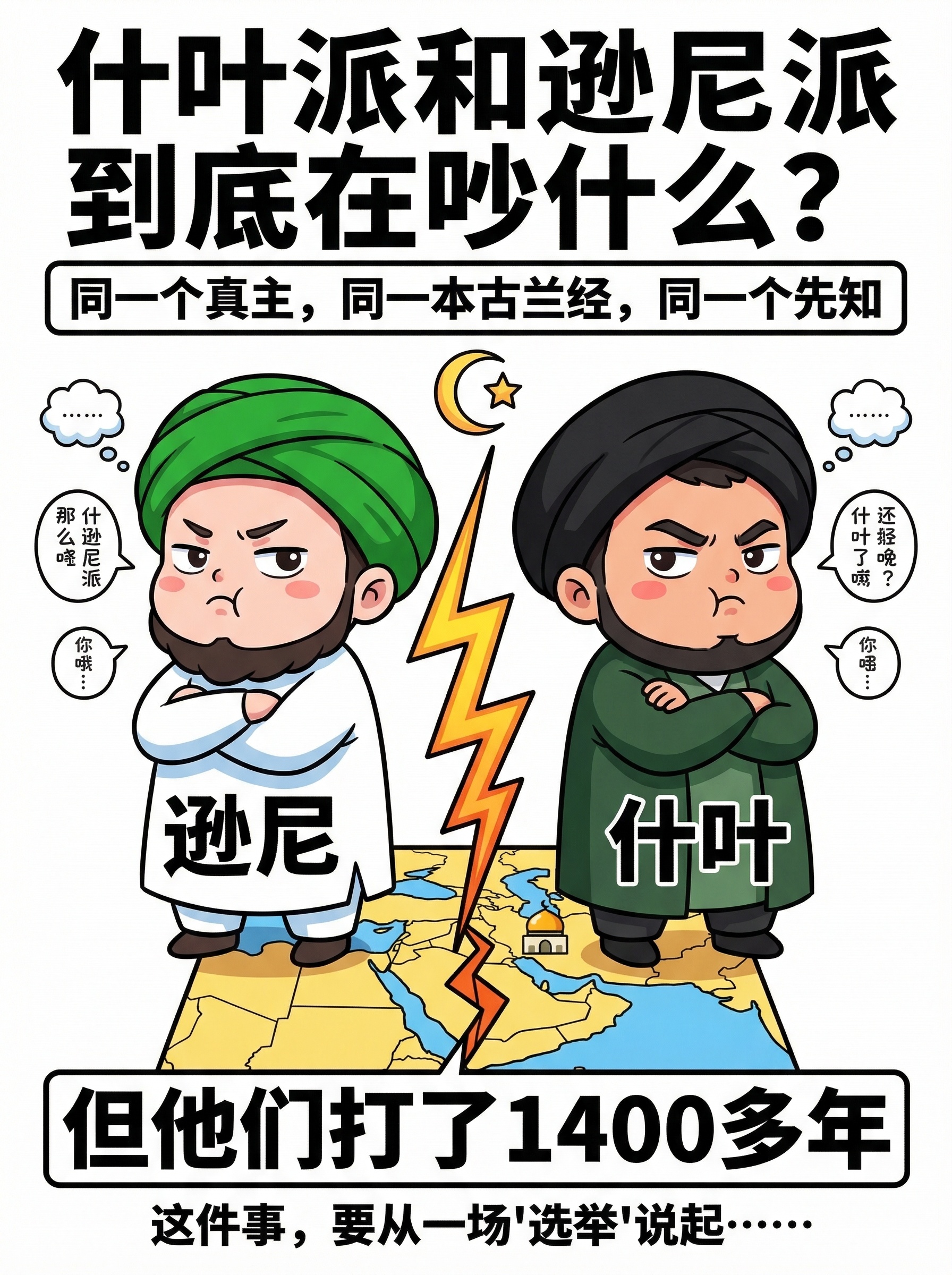 什叶派和逊尼派：一口气看懂1400年的恩怨同一个真主同一本古兰经同一个先知但他们