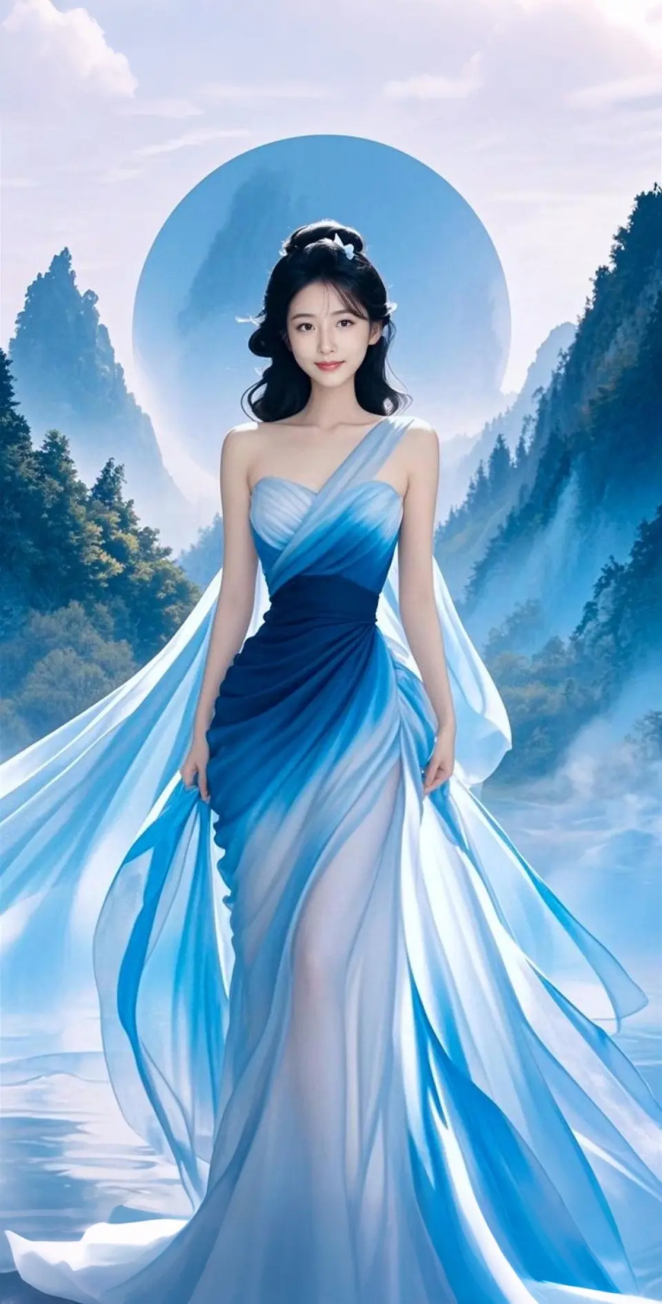 AI扩图 AI蓝纱雅韵
