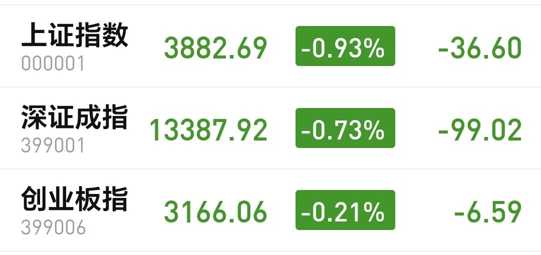 基金：下午只要注意这两个点位
三大指数都是下跌中，创业板指下跌了0.21%，盘中