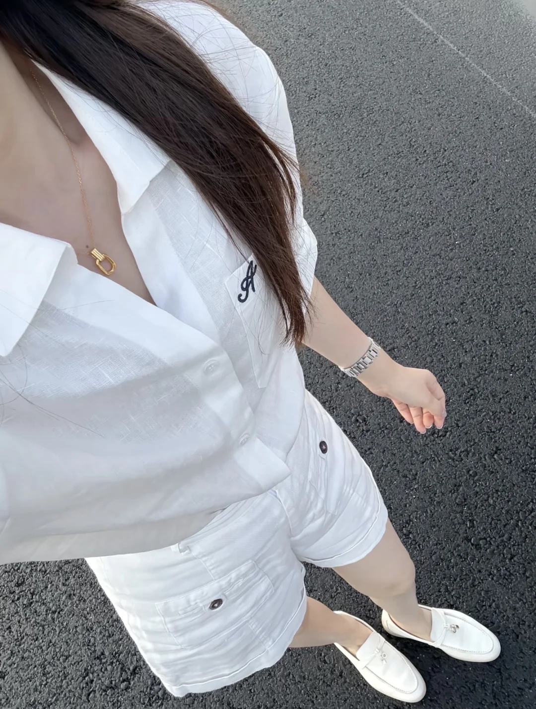 极简老钱松弛感衬衫 look