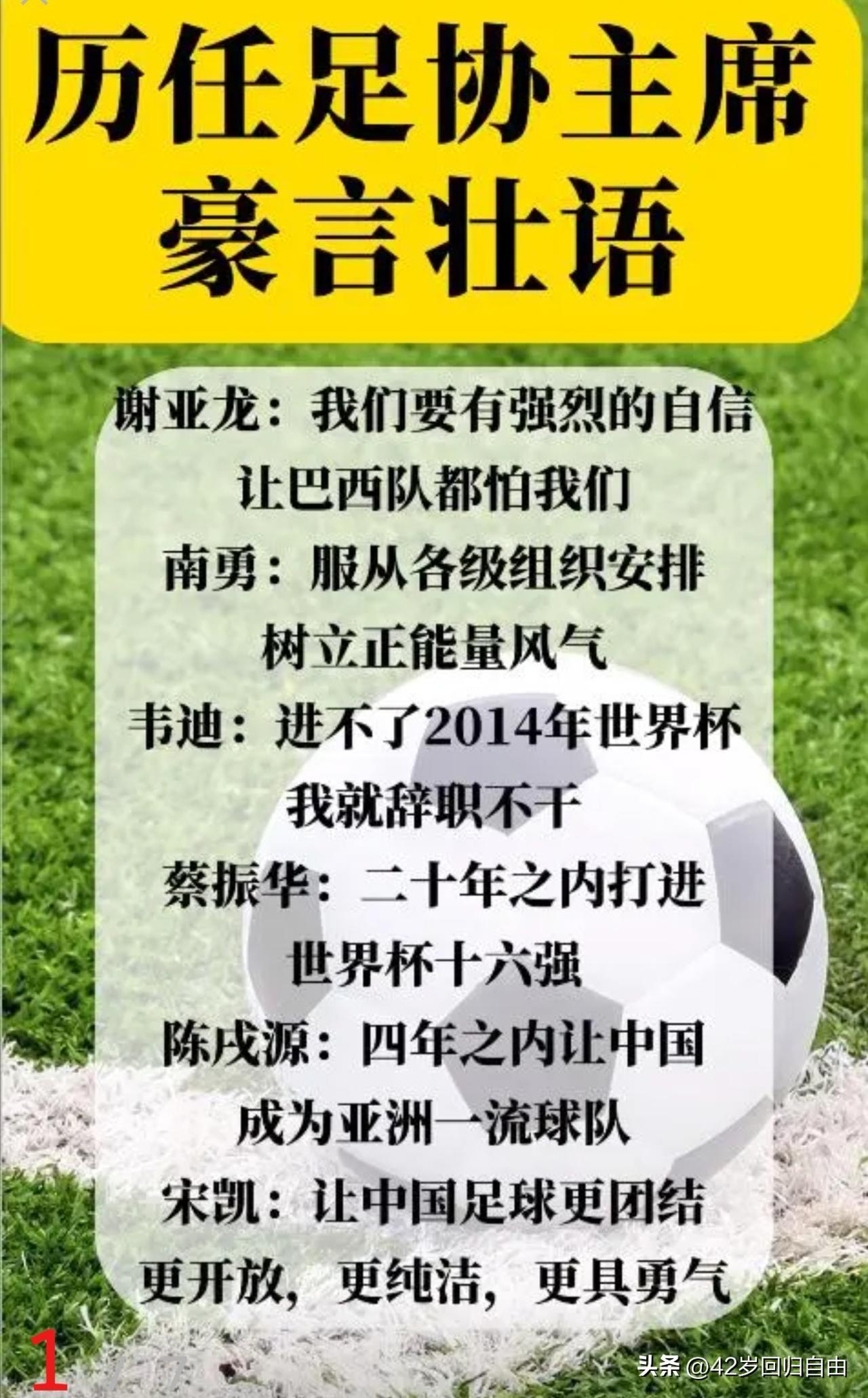 中国足球从来不缺规划，也不缺足协主席的豪言壮语！不缺赛事、不缺热爱足球的球员！更