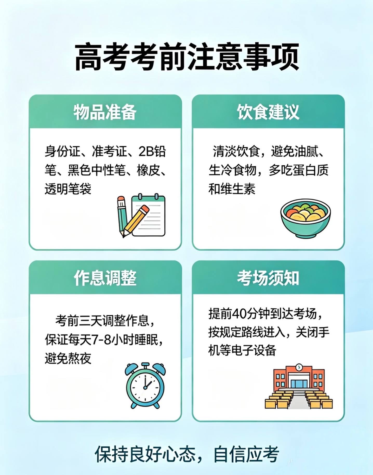 大学生喜爱内容共创计划高考加油高考全项备考清单（物品+作息+饮食+心态调整）📋