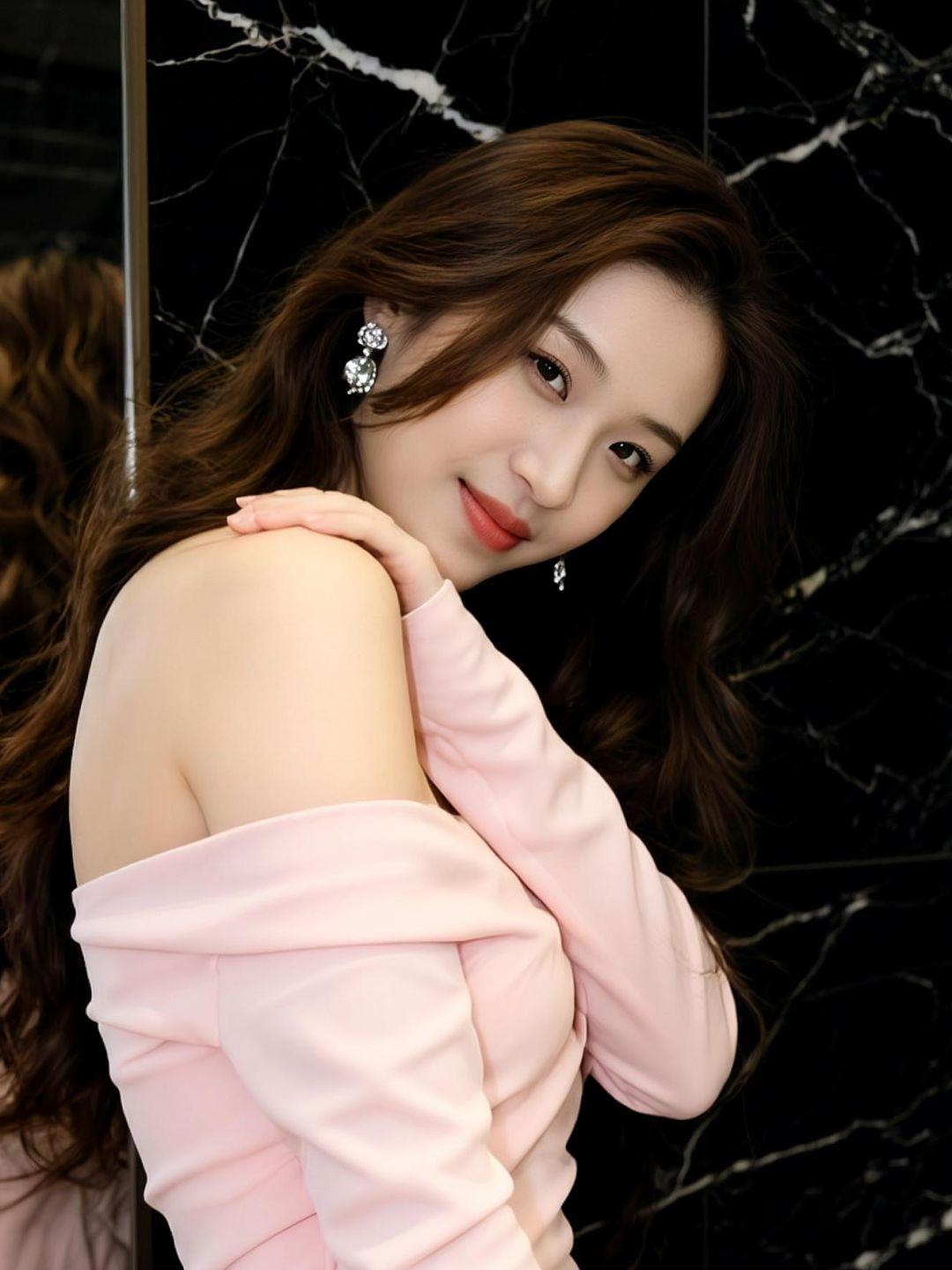 在柔和的灯光下，她仿佛是时光中的一抹温柔，静静地诉说着属于自己的故事。背景的纹理