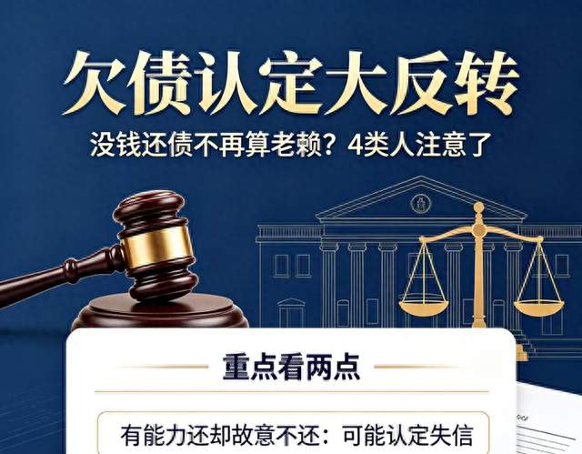 欠债认定大反转！没钱还债不再算老赖，这4种人终于不用背黑锅了