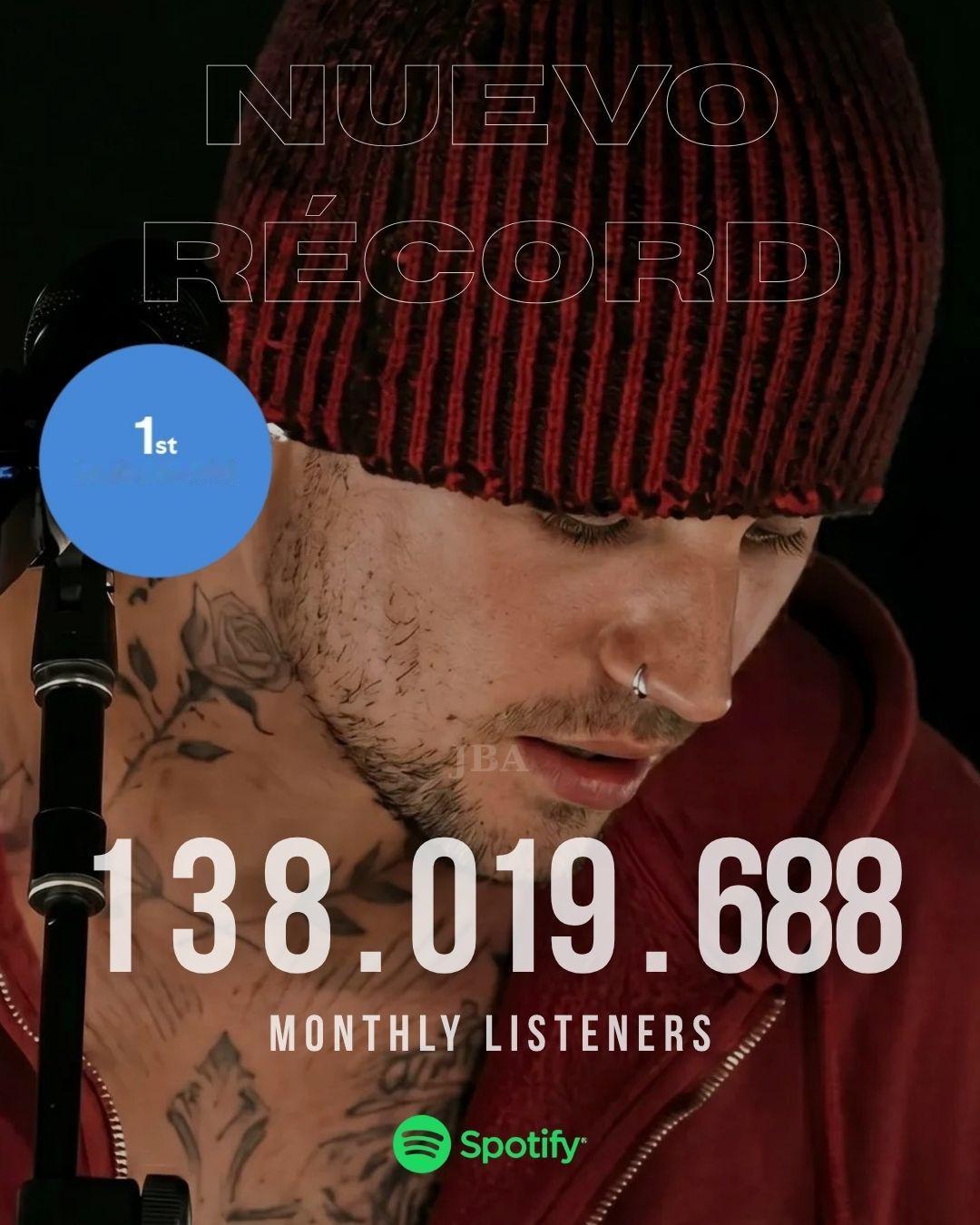 比伯Justin Bieber在Spotify平台月听众数超1.38亿人，刷新个