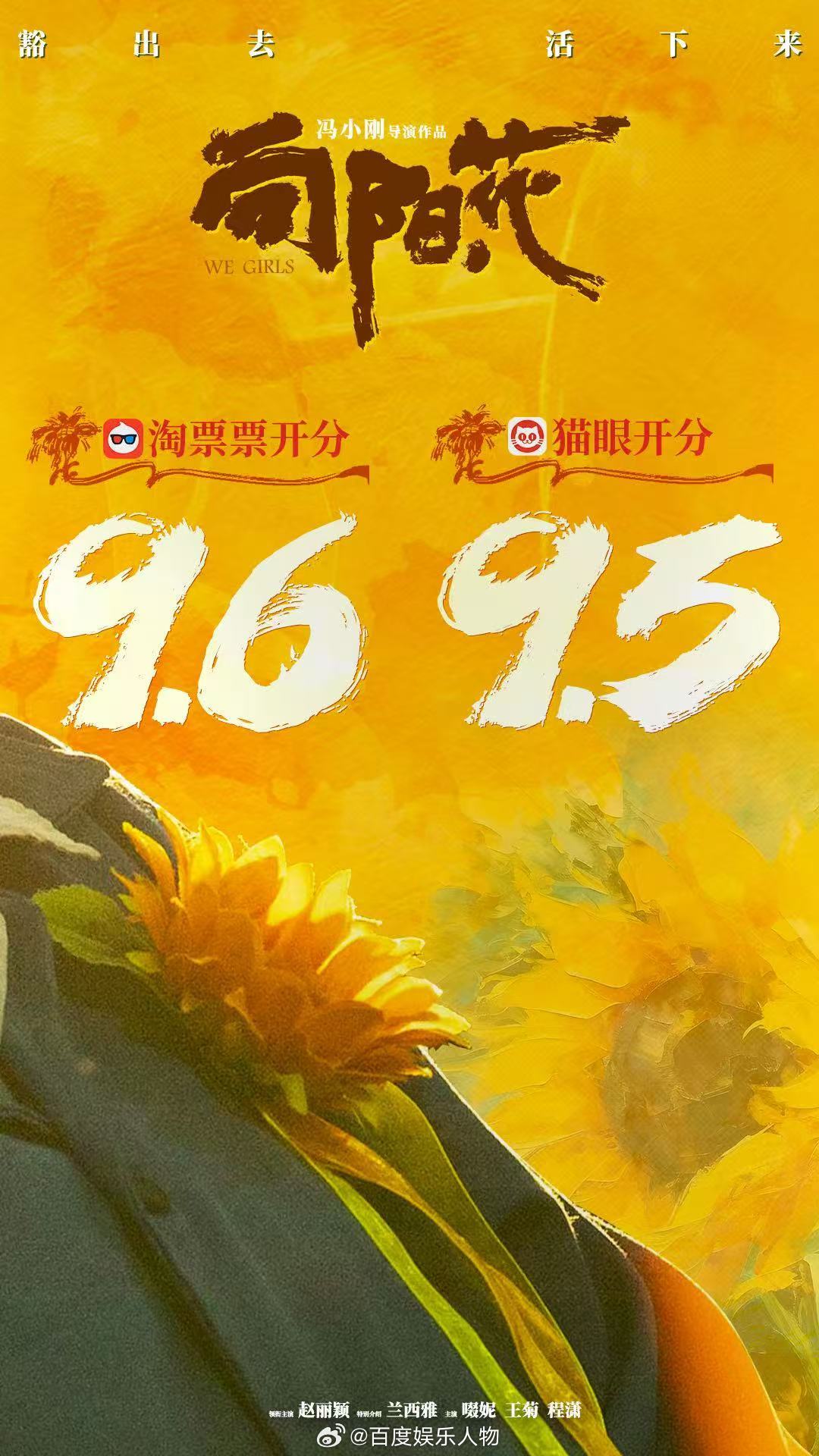电影向阳花开分 由领衔主演的电影《向阳·花》今日开分，淘票票评分9.6，猫眼评分