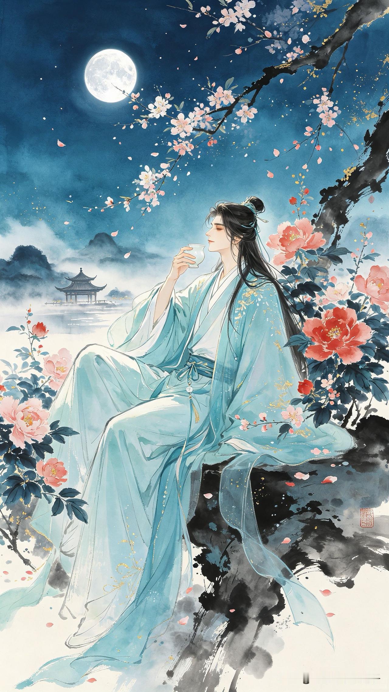 明月多情照玉觞，
春风有意拂罗裳。
今宵莫问身何处，
     
…………请师友