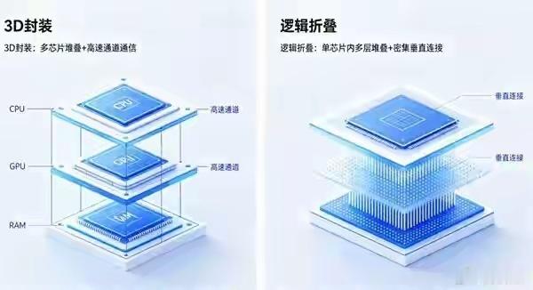 华为韬定律的逻辑折叠与芯片堆叠技术的区别 