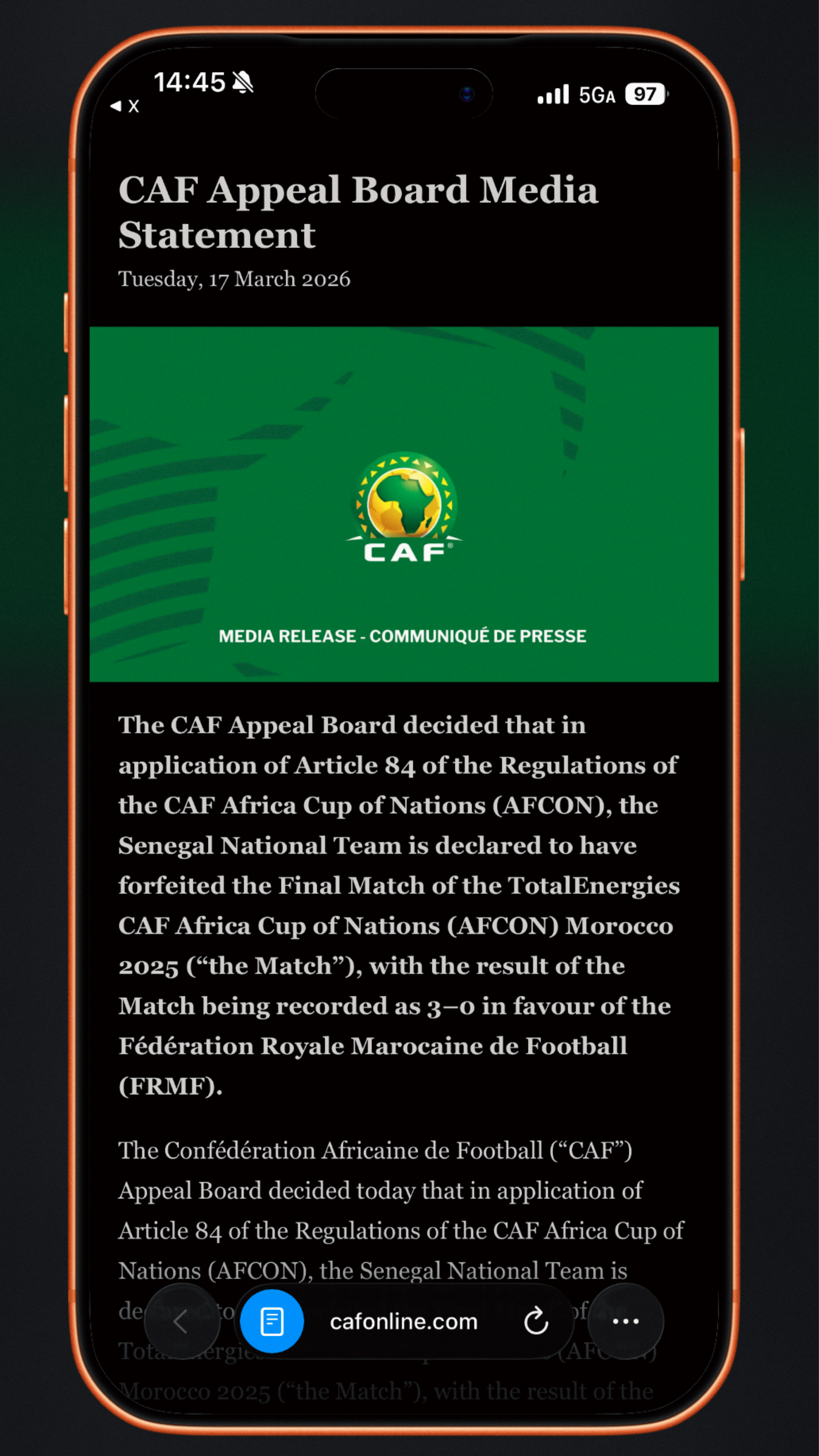 塞内加尔非洲杯冠军被剥夺🛑 活久见。到手的冠军都能改判🤣没有比非洲足协更离谱