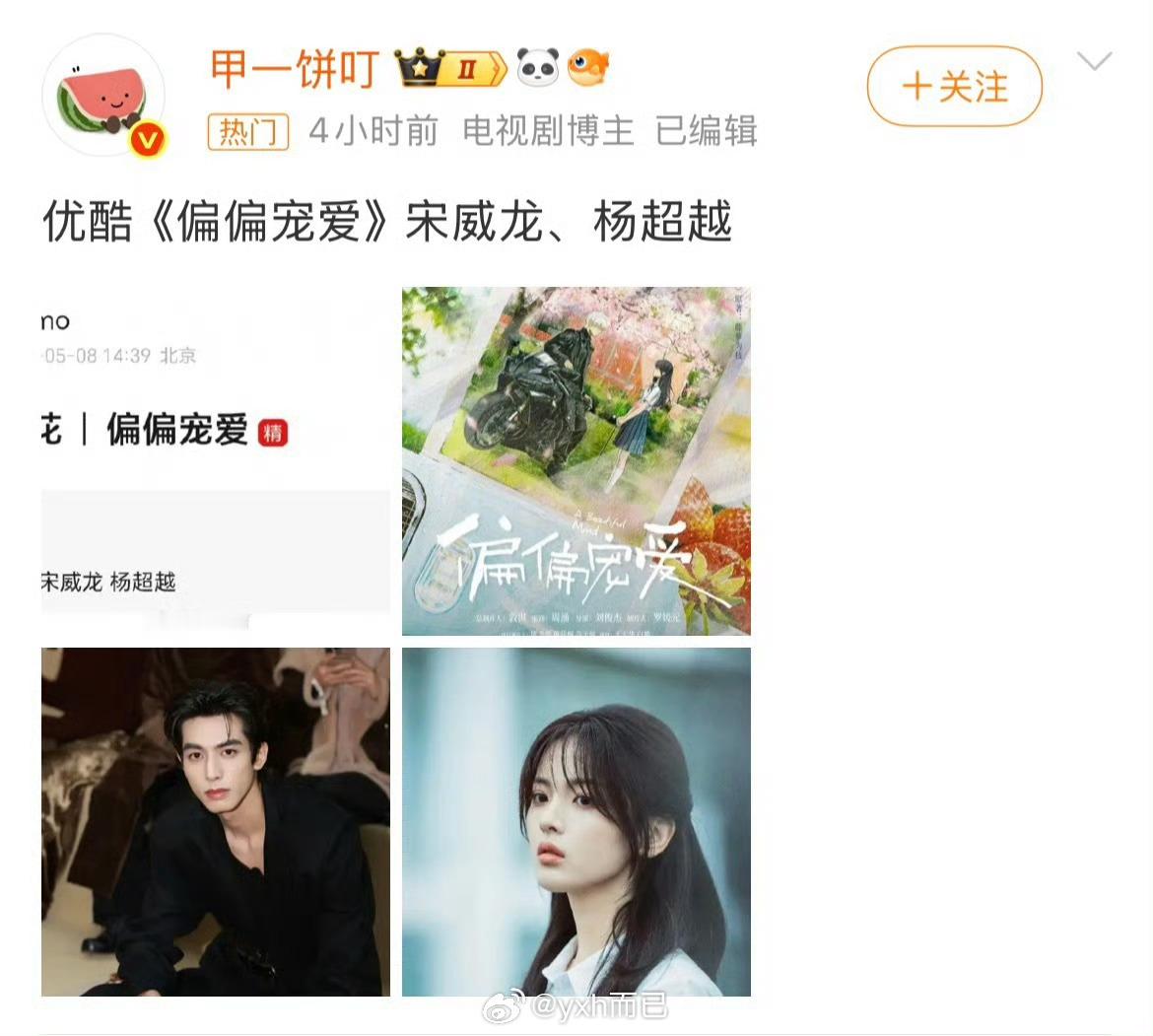 偏偏宠爱男主从陈飞宇到宋威龙，女主杨超越有点商讨论 
