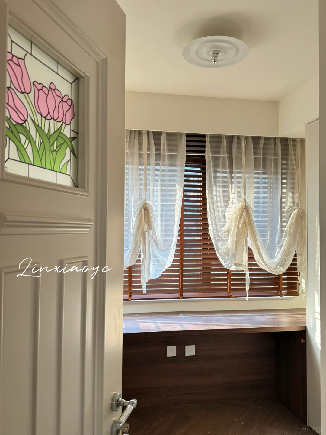 半高窗自制木百叶➕罗马帘，美哭了‼️