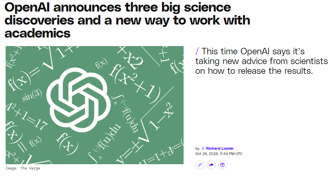 OpenAI突破了三个数学大问题，纯数学、计算机、物理的。是时候要求更高目标了，