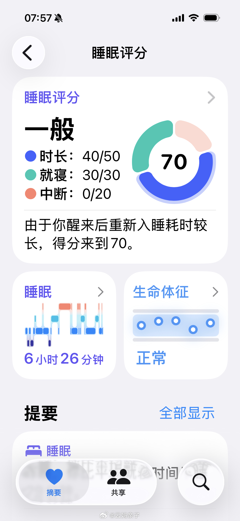 昨晚睡眠又遭遇了中断，这一项直接得了 0 分。半夜被房间门的哐哐响声 外面的风雨