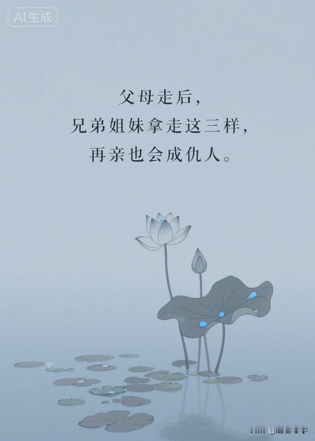 父母走后，兄弟姐妹拿走这三样，再亲也会成仇人。

父母在，家就在；父母去，兄弟姐