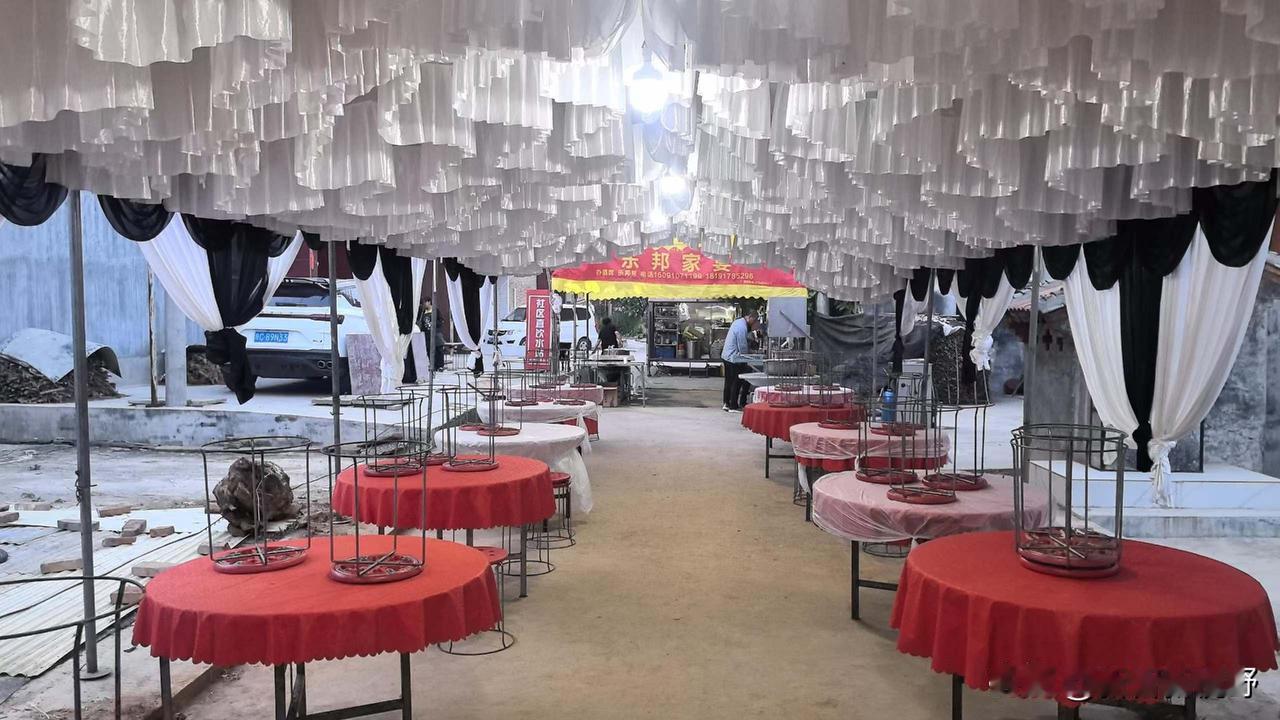 凤翔临时搭建的户外宴席场地户外宴席布置 户外摆宴席 户外宴席服务 乡村户外宴席 
