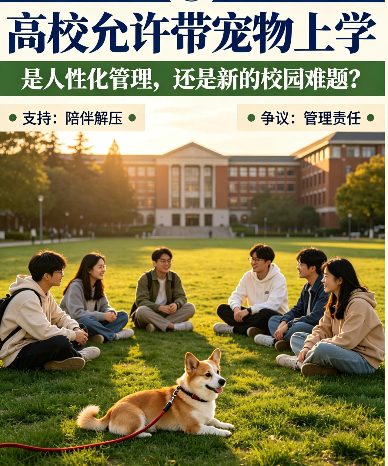 高校是为了博眼球还是要干嘛！居然将允许带宠物上学，这不是开玩笑吗？学生上课时宠物