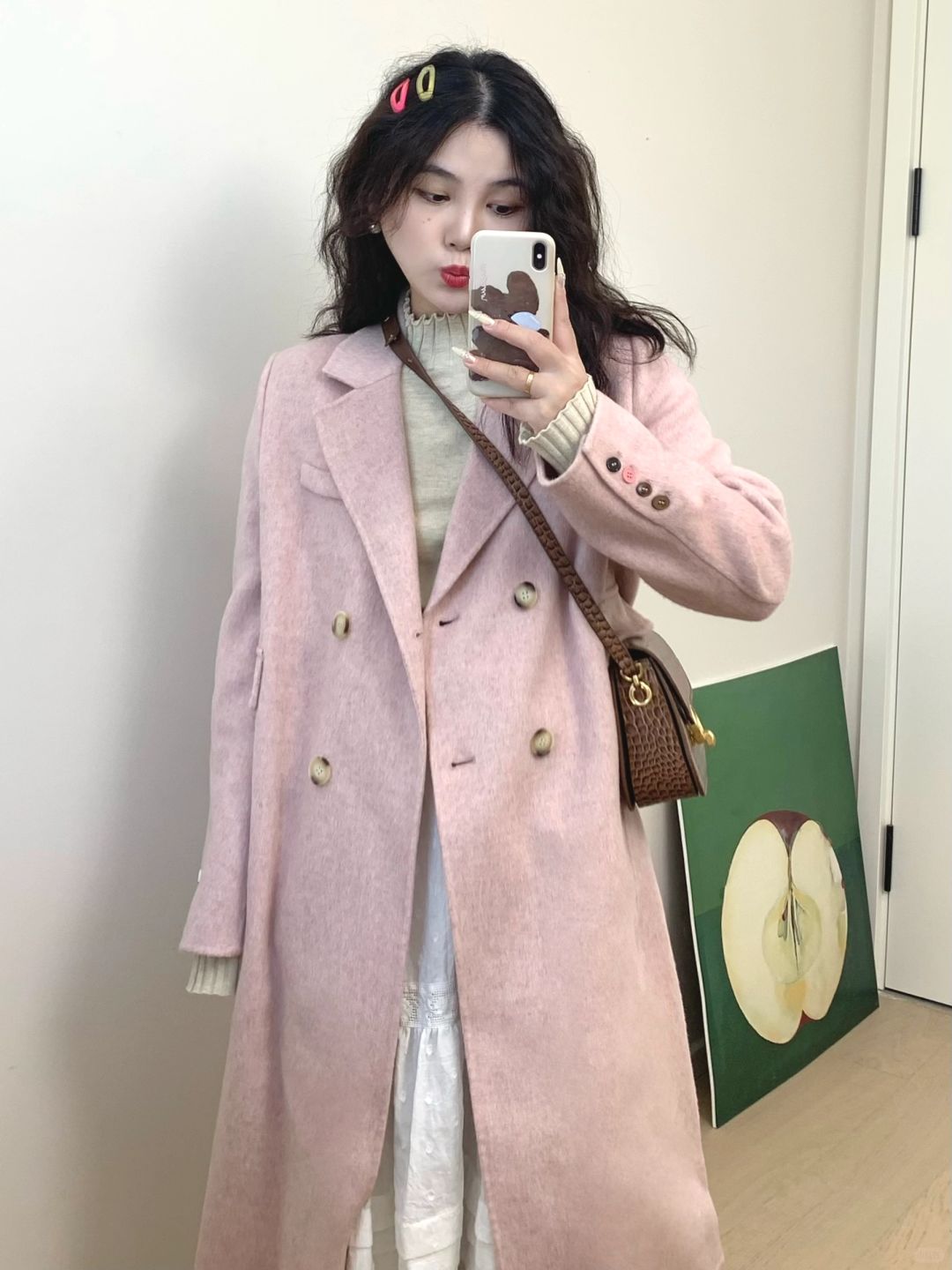 💞｜三文鱼粉大衣！有点显瘦