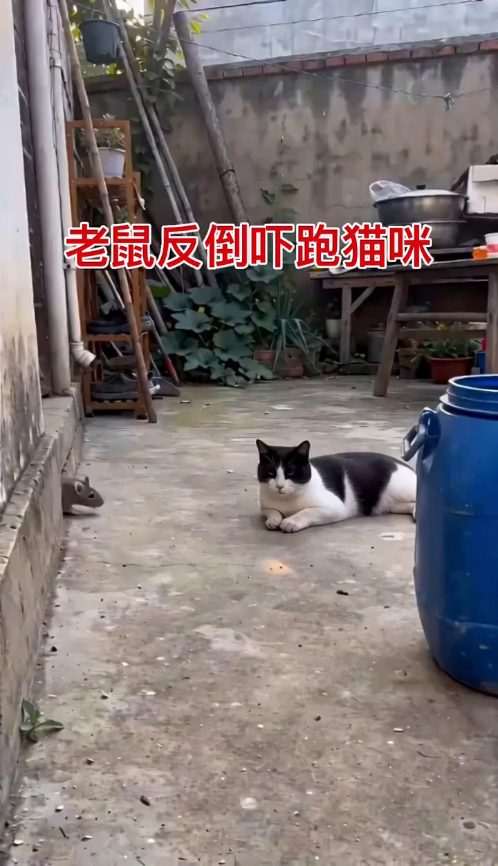 老鼠反倒吓跑猫咪。