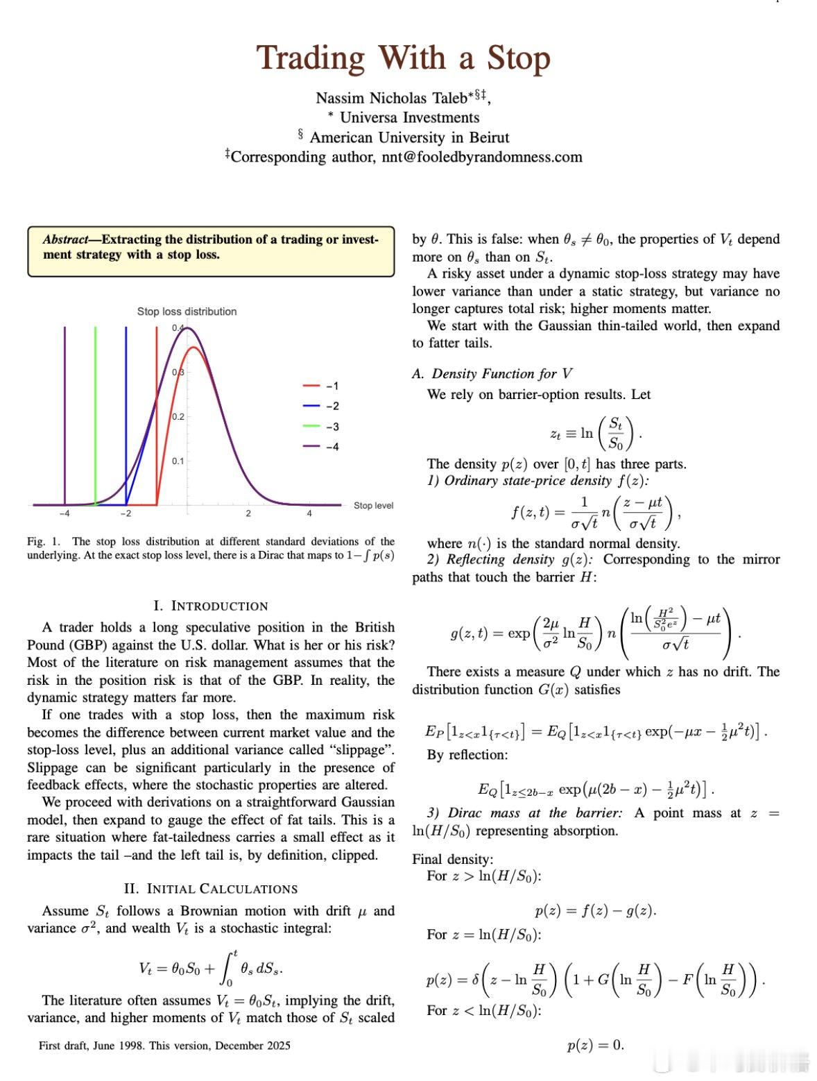 塔勒布前两天更新了一篇关于止损《Trading with a Stop》观点的论