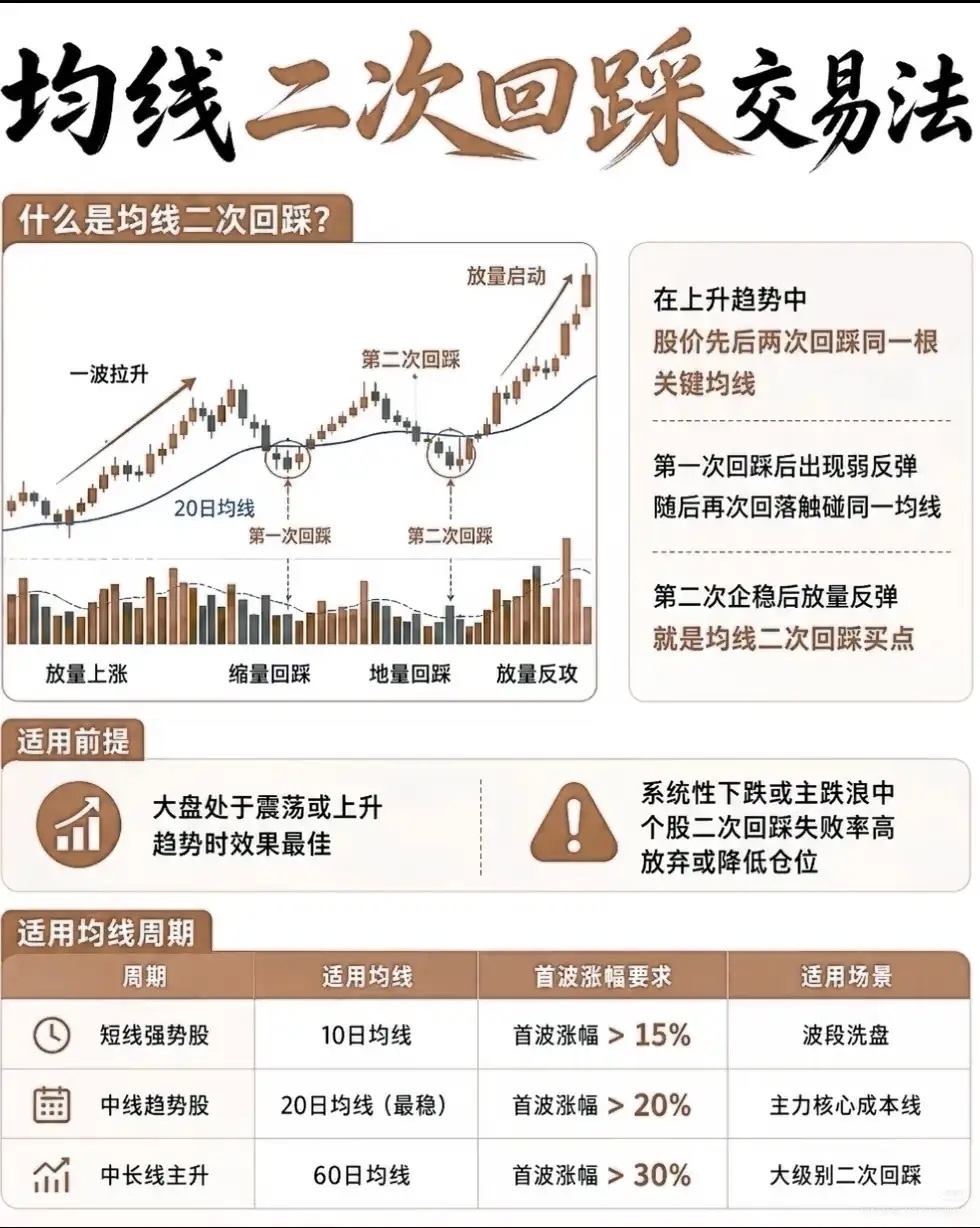总踩支撑就被套？均线二次回踩战法，普通人也能抓稳二波主升浪近期市场反复震荡，不少