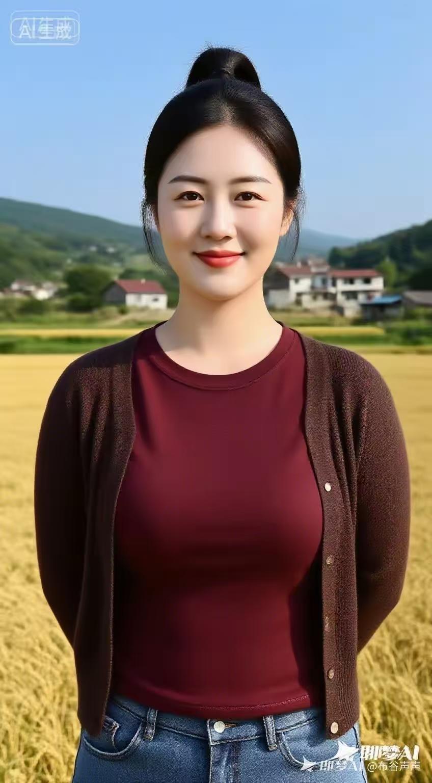 郊野佳人
笑靥如花映野田，
佳人倩影立风前。
悠然一望心怡畅，
满目清欢乐自绵。