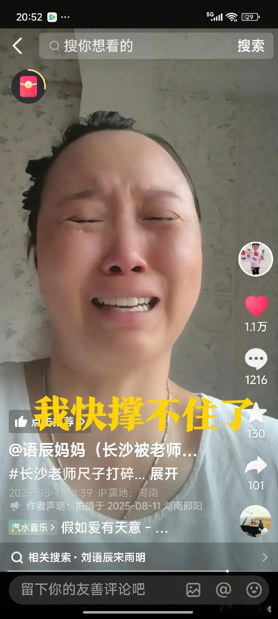 语辰妈妈失声痛哭，她说语辰爸爸被带走了，她都不知道是什么人。带走的时候语辰爸爸还
