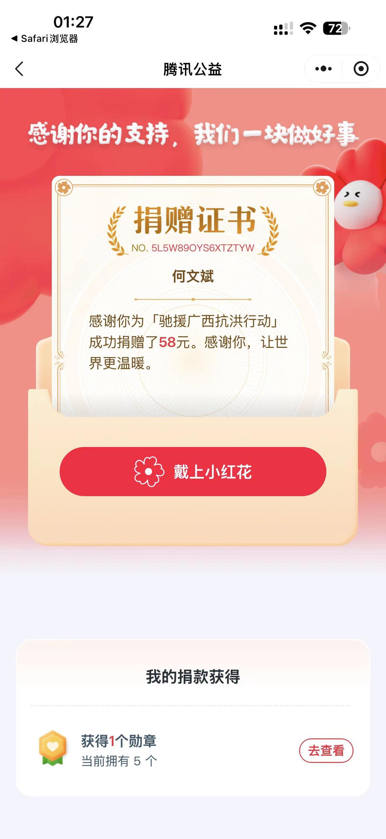 58元绵薄之力，祈广西平安 广西加油 广西抗洪 公益捐助 尽绵薄之力支持