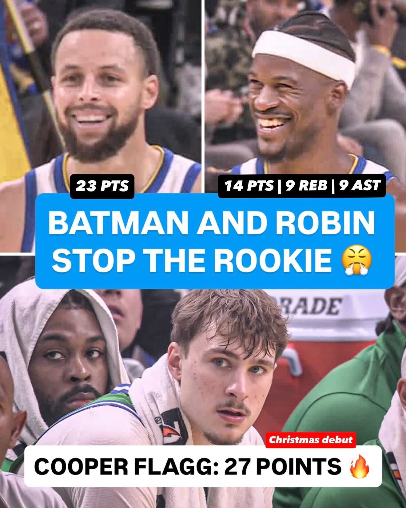 库里又回到了圣诞大战手感不佳的模式，但随着浓眉伤退，比赛有点老家伙合伙欺负小同志