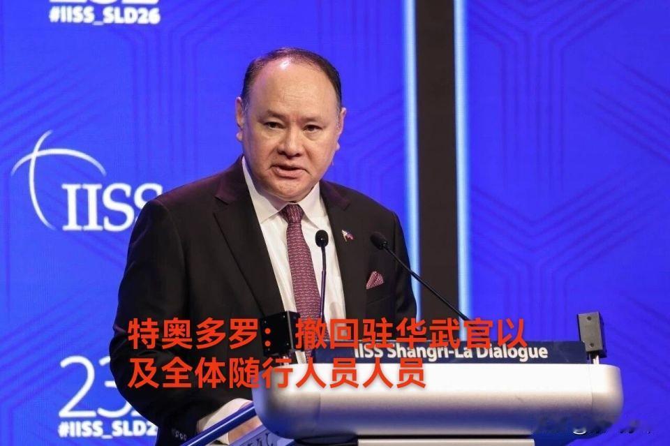 特奥多罗召回菲律宾驻华武官以及全体随行人员，称“全球驻外军事人员调控”，但是目前