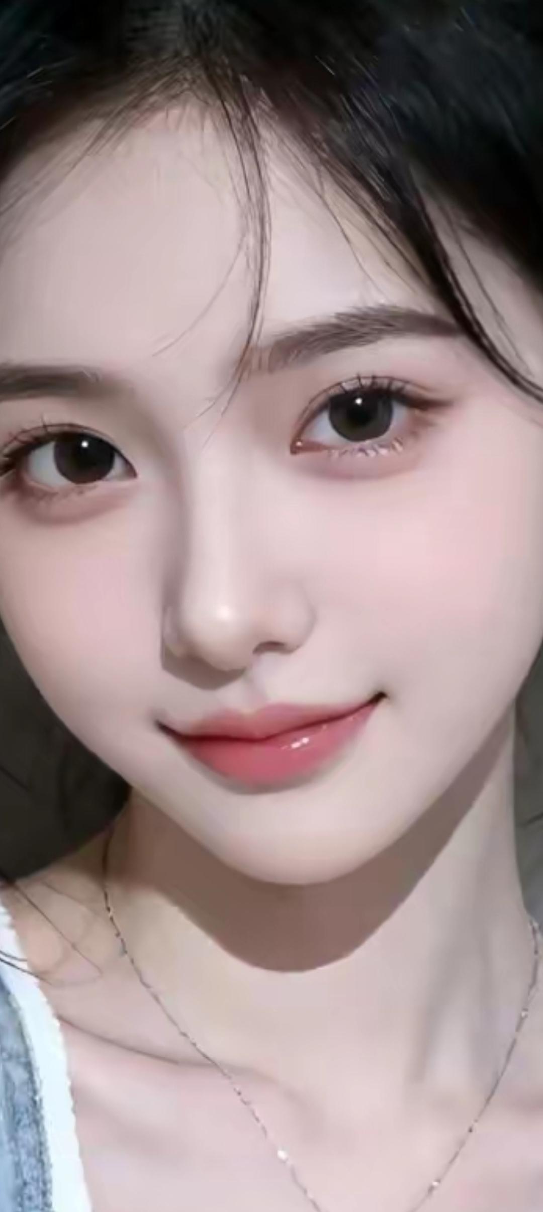 甜美少女，温柔微笑，闪闪发光的眼睛🌟✨