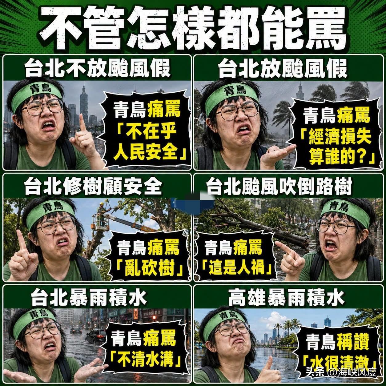 政客爽一张梗图道尽青鸟双标嘴脸，酸：一路操作台风议题，沈伯洋年底可以高票直取台北