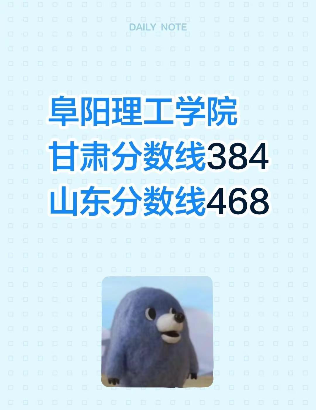 阜阳理工最低投档线已出！阜阳理工学院甘肃分数线384山东分数线468投档线 上岸