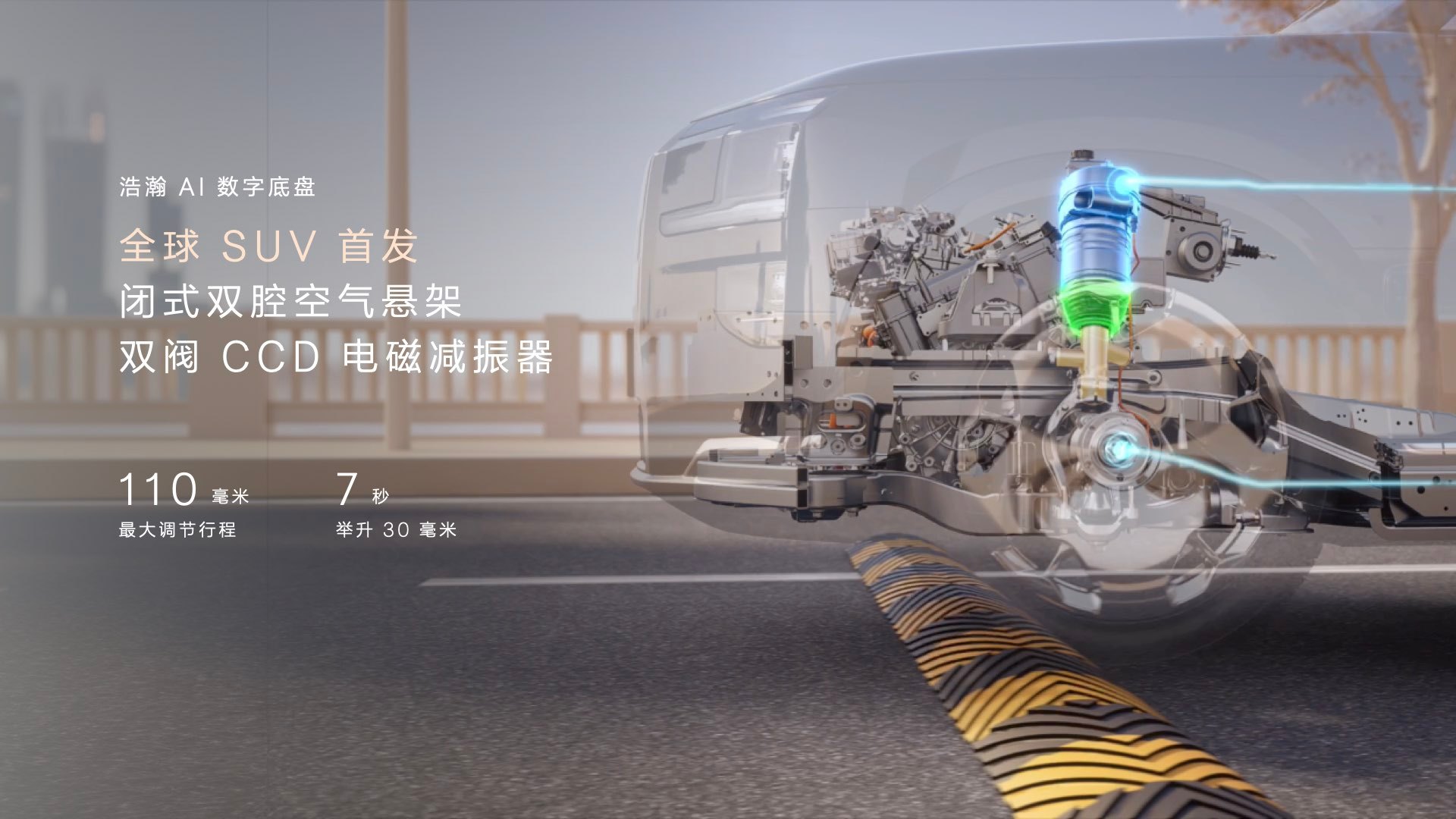 极氪9X 浩瀚AI数字底盘闭式双腔空气悬架+双阀CCD电磁减振器[不愧是你] ​