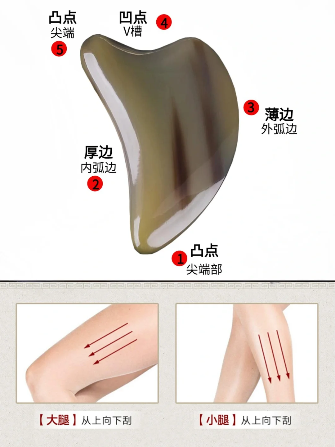 牛角刮痧板腿部使用教程，还你漫画腿