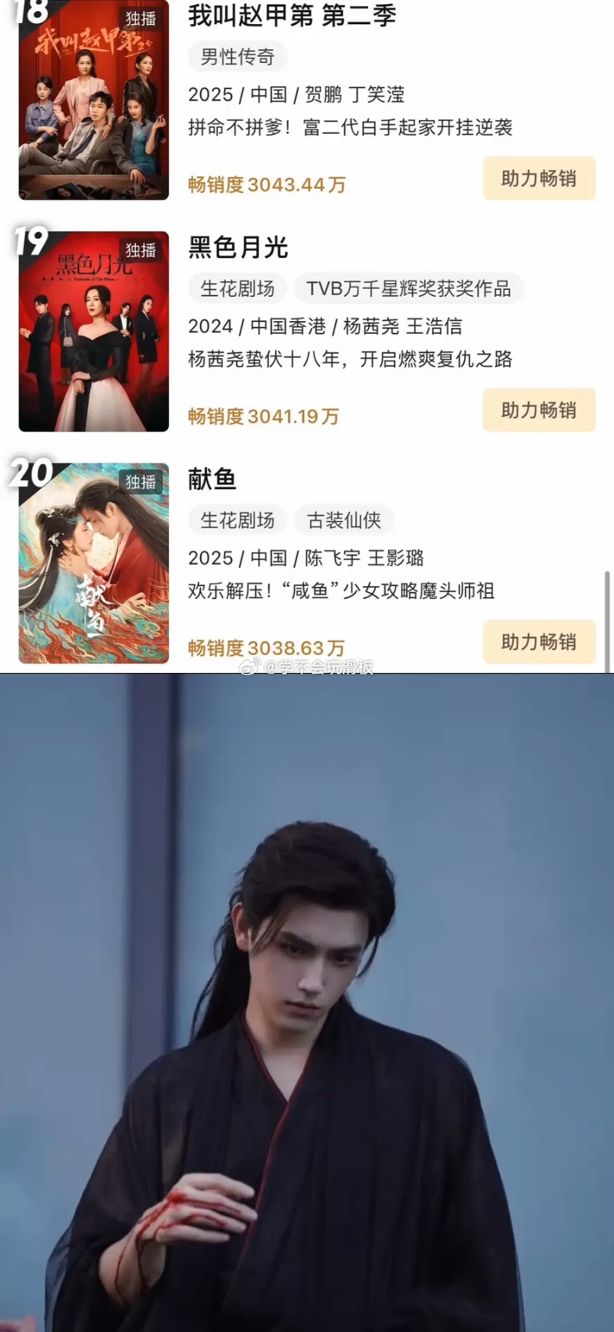 陈飞宇《献鱼》进优酷拉新年榜 ​​​