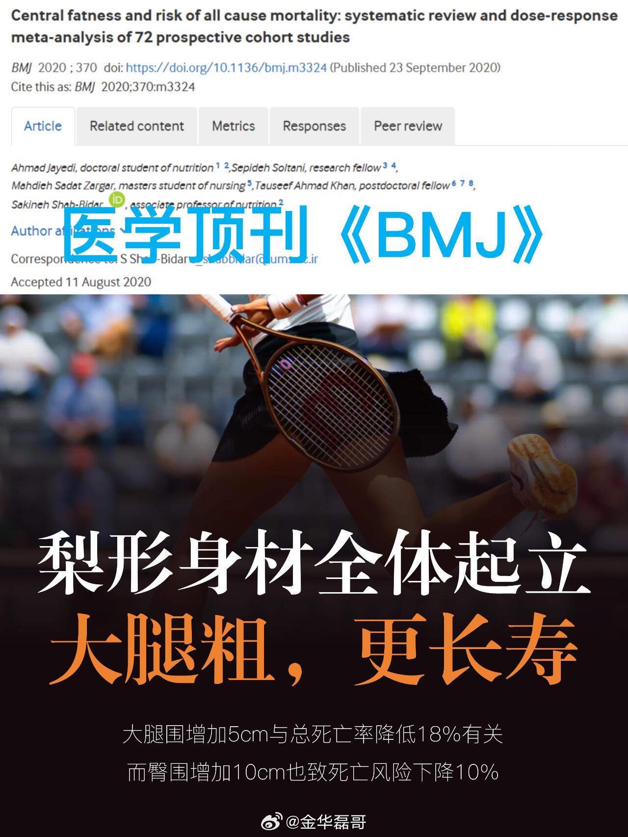 原来大腿粗的人更长寿大腿粗、臀部大！代谢更好，寿命更长，根据医学顶刊《BMJ》发