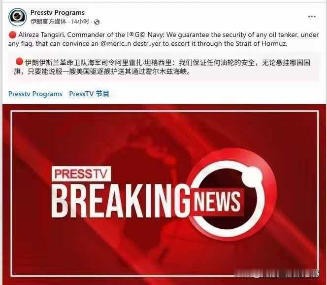 虾仁猪心啊！伤害性不大，侮辱性极强！

伊朗伊斯兰革命卫队海军司令阿里雷扎。坦格