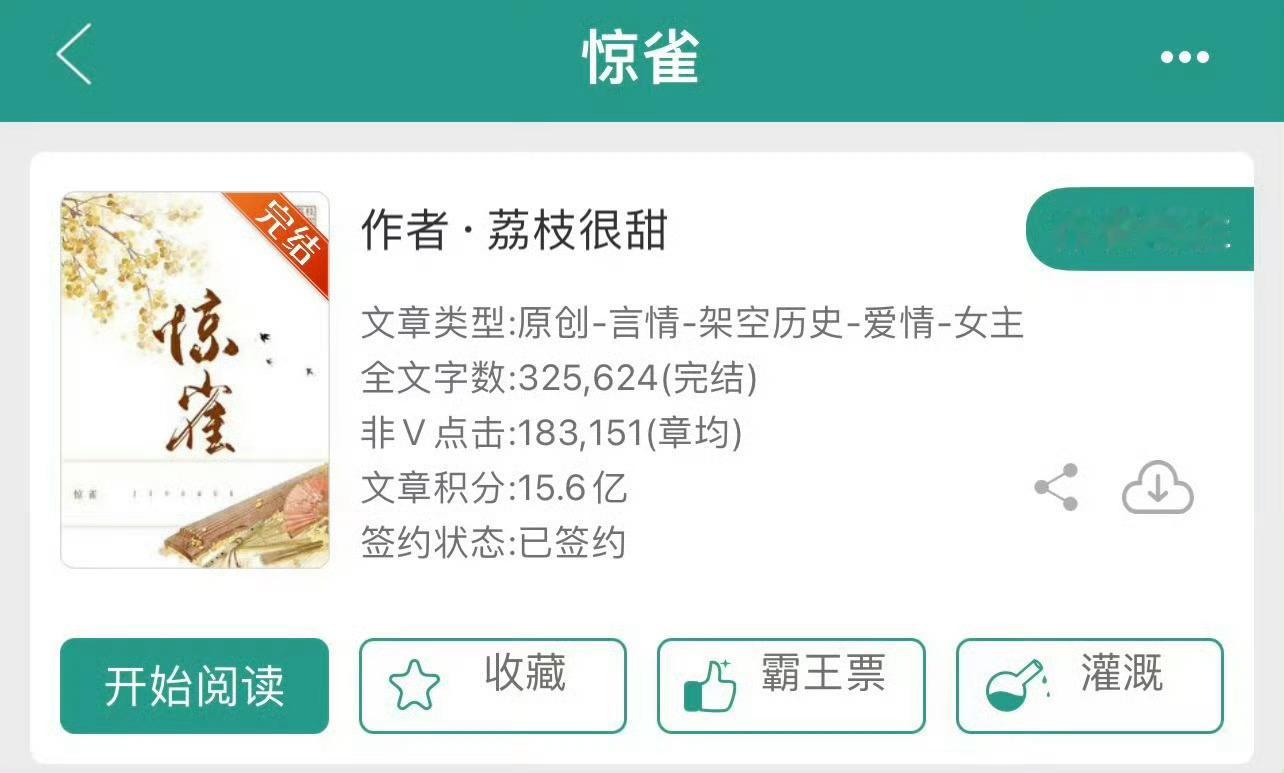 小说推荐：《惊雀》 作者:荔枝很甜简评：娇俏貌美女主vs冷漠严苛男主，前世今生，