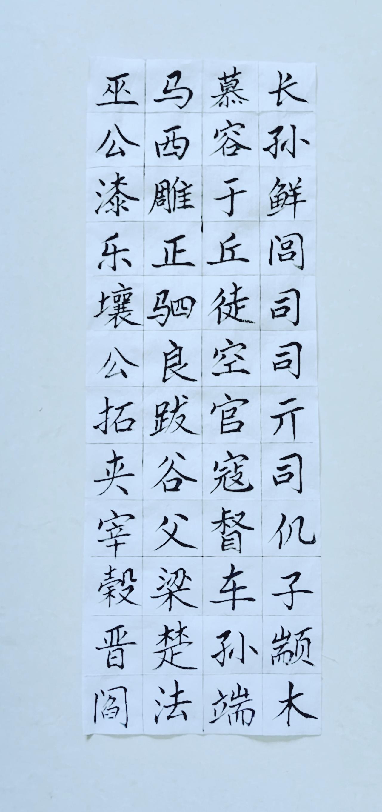 第七十六天《百家姓》（11）正楷毛笔练习