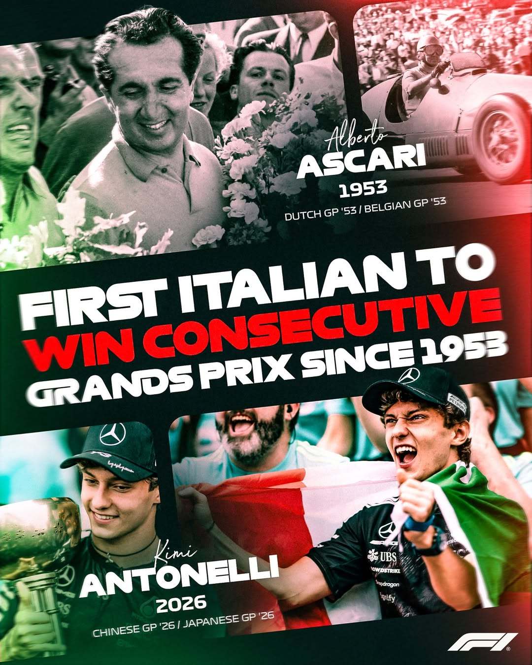 阿斯卡里 x 安东内利，F1背靠背获胜意大利人~接连在中国大奖赛和日本大奖赛获胜