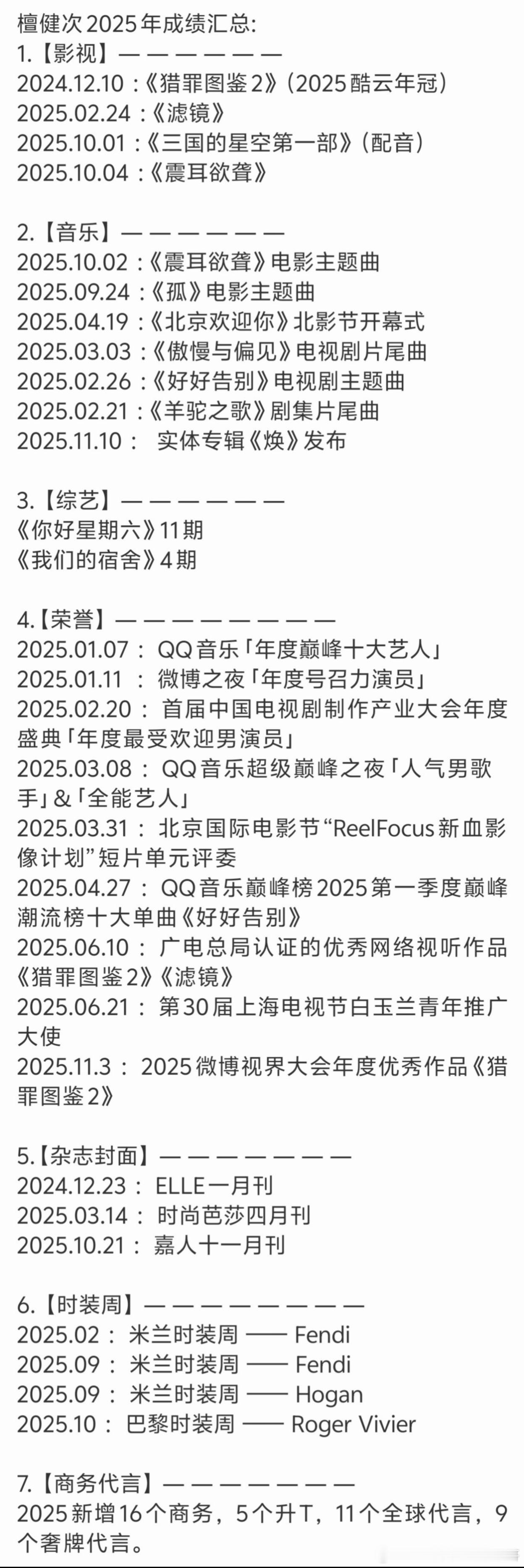 檀健次2025忙忙碌碌又收获满满的一年，好优秀的卷王