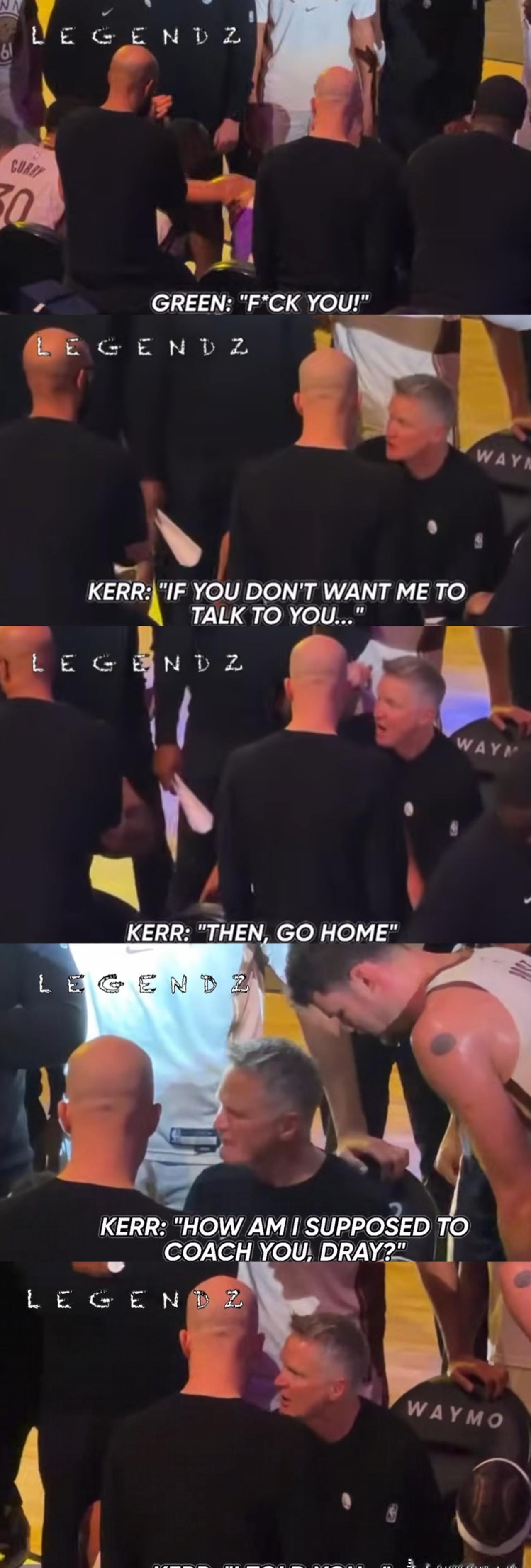 暂停哨响。
格林没回板凳。
他站在科尔面前，手指几乎戳到战术板。
嘴里的咆哮，全