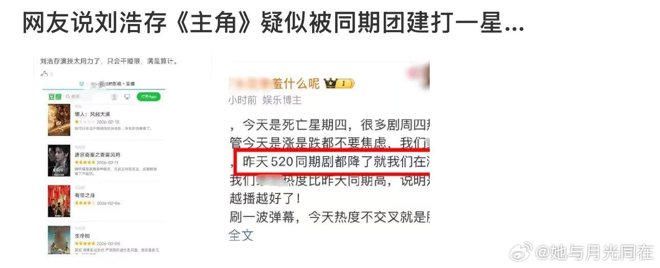曝刘浩存主角疑似被恶意打一星 影视评分本该看剧情演技，不该被情绪左右啊刘浩存