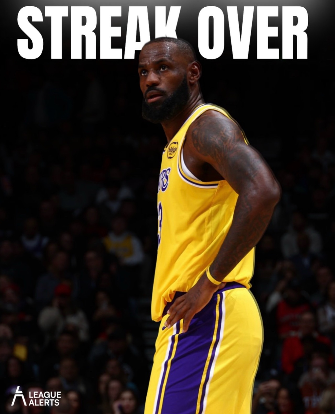 见证历史！詹姆斯连续1297场上双纪录神迹遭终结！全场比赛，詹姆斯出战36分钟，